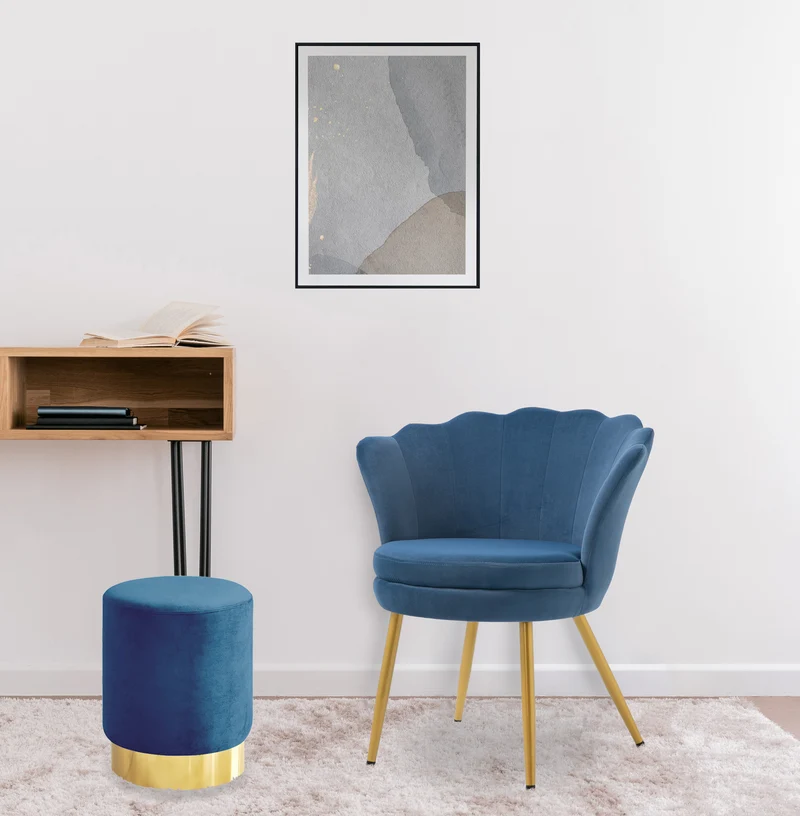 Pouf Cilindro Poggiapiedi Salotto In Velluto Sgabello Camera Con Base Dorata Il Gruppone