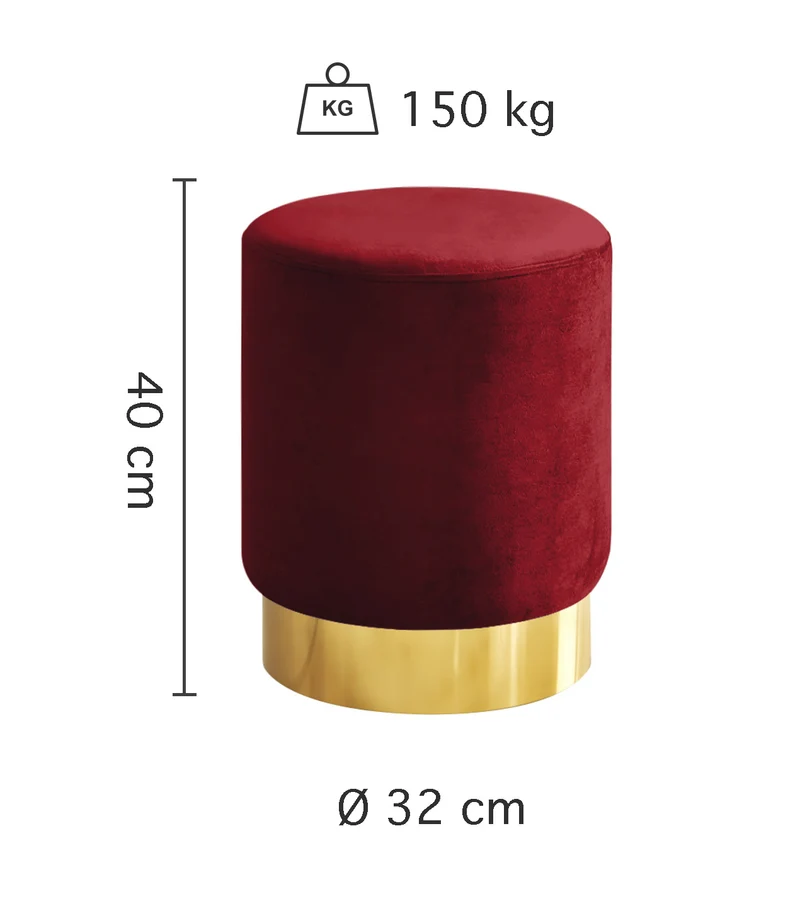 Pouf Cilindro Poggiapiedi Salotto In Velluto Sgabello Camera Con Base Dorata Il Gruppone