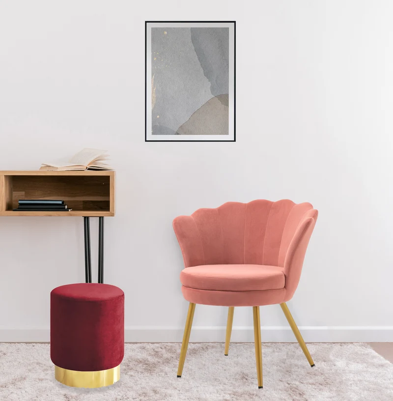 Pouf Cilindro Poggiapiedi Salotto In Velluto Sgabello Camera Con Base Dorata Il Gruppone