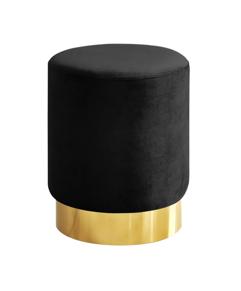 Pouf Cilindro Poggiapiedi Salotto In Velluto Sgabello Camera Con Base Dorata Il Gruppone