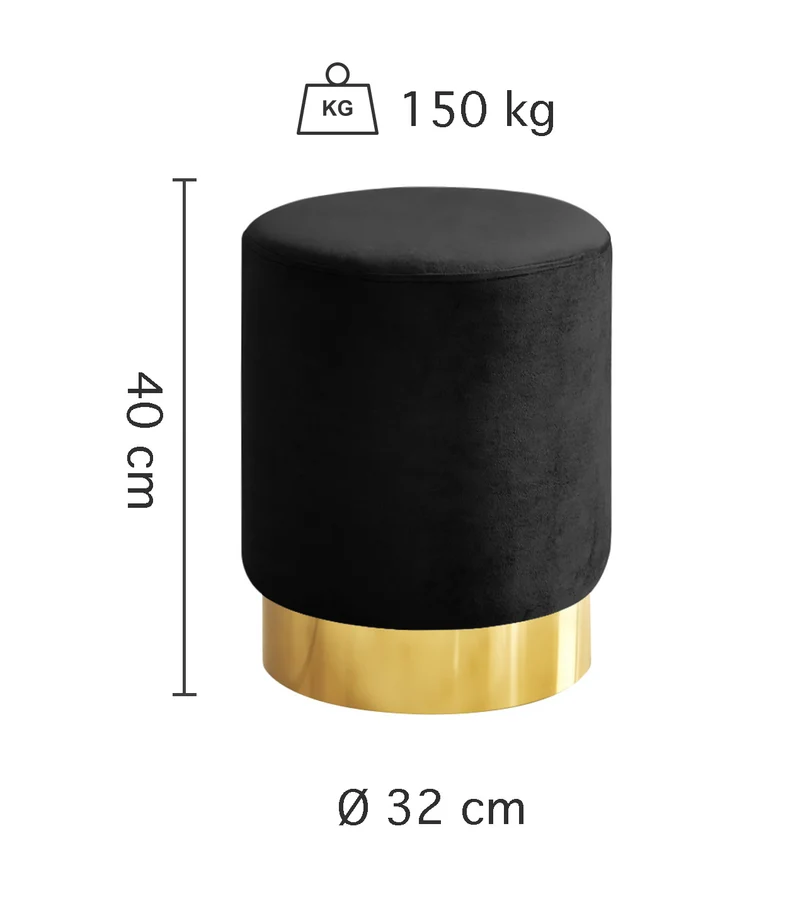 Pouf Cilindro Poggiapiedi Salotto In Velluto Sgabello Camera Con Base Dorata Il Gruppone