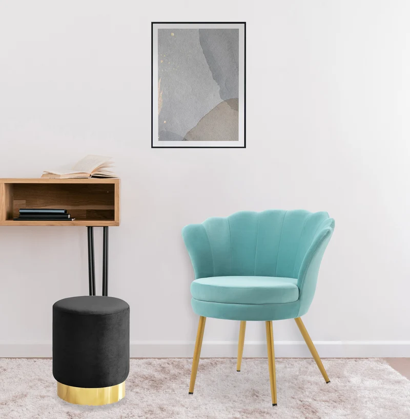 Pouf Cilindro Poggiapiedi Salotto In Velluto Sgabello Camera Con Base Dorata Il Gruppone