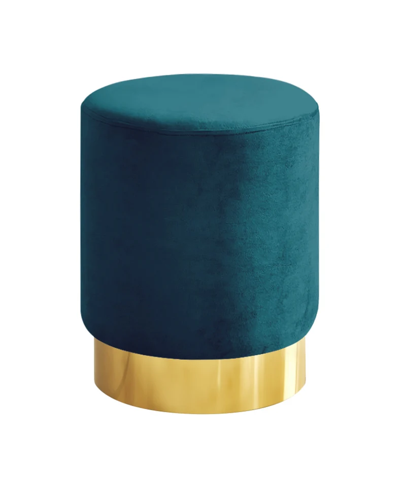 Pouf Cilindro Poggiapiedi Salotto In Velluto Sgabello Camera Con Base Dorata Il Gruppone