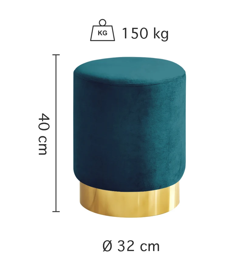 Pouf Cilindro Poggiapiedi Salotto In Velluto Sgabello Camera Con Base Dorata Il Gruppone