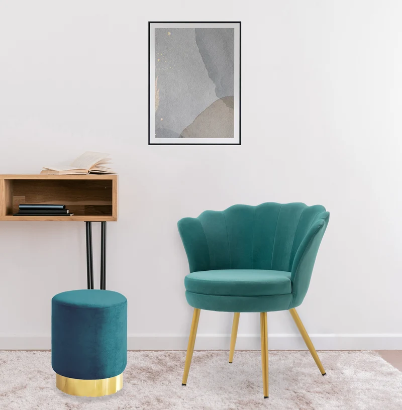 Pouf Cilindro Poggiapiedi Salotto In Velluto Sgabello Camera Con Base Dorata Il Gruppone