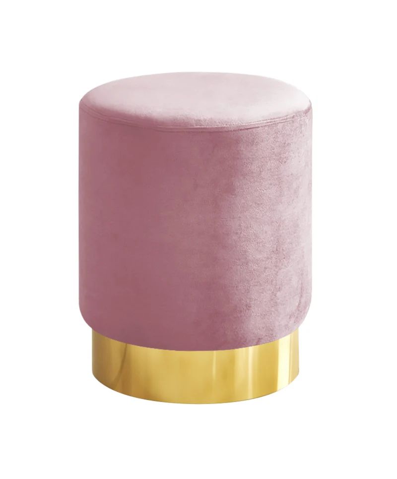 Pouf Cilindro Poggiapiedi Salotto In Velluto Sgabello Camera Con Base Dorata Il Gruppone