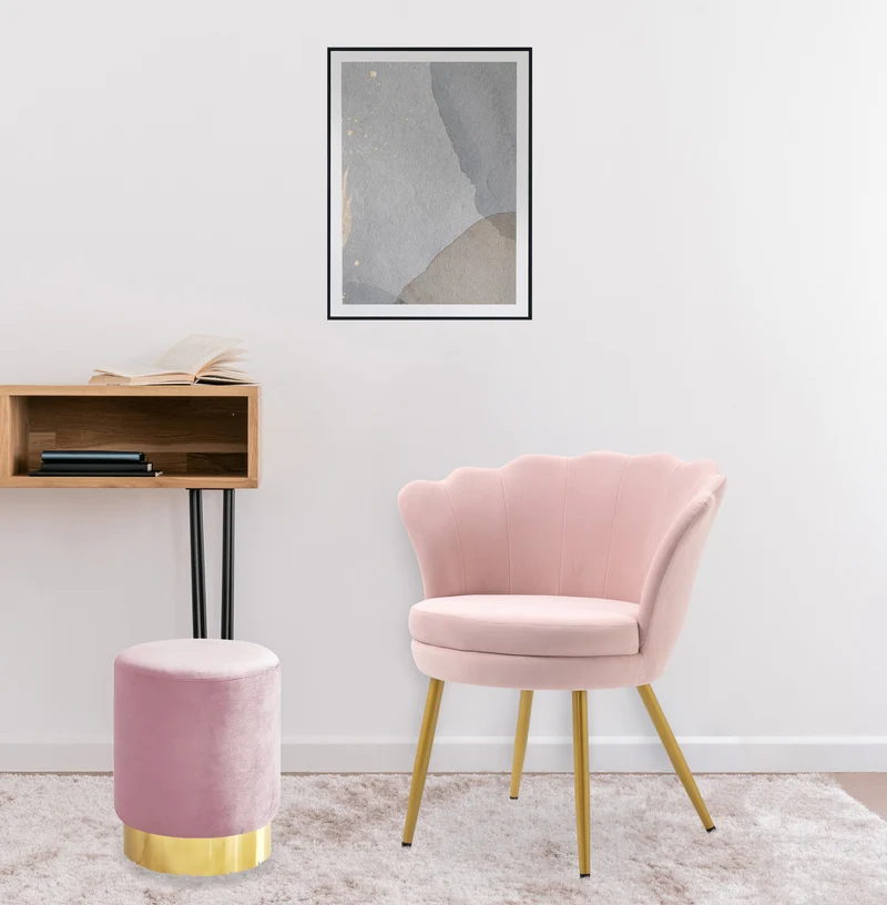 Pouf Cilindro Poggiapiedi Salotto In Velluto Sgabello Camera Con Base Dorata Il Gruppone