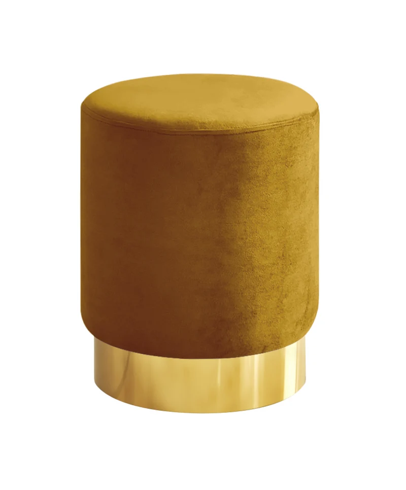 Pouf Cilindro Poggiapiedi Salotto In Velluto Sgabello Camera Con Base Dorata Il Gruppone