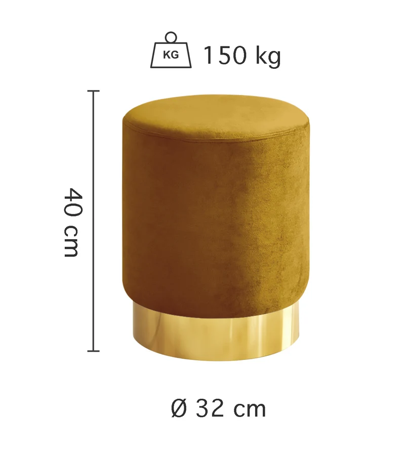 Pouf Cilindro Poggiapiedi Salotto In Velluto Sgabello Camera Con Base Dorata Il Gruppone