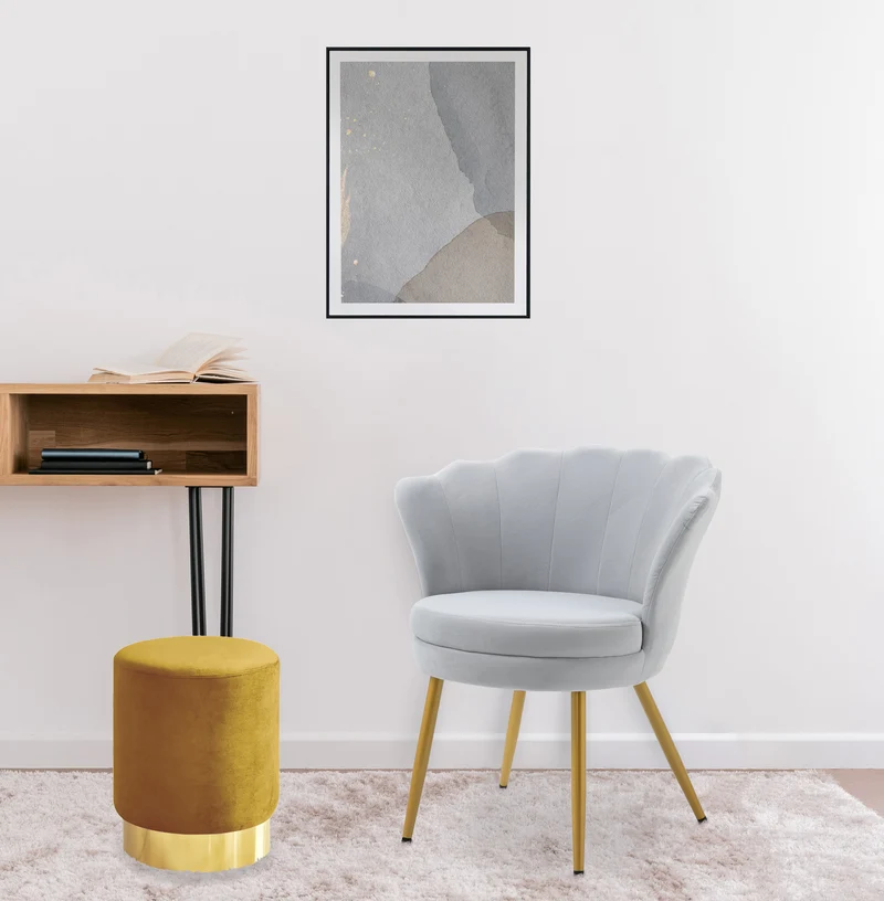 Pouf Cilindro Poggiapiedi Salotto In Velluto Sgabello Camera Con Base Dorata Il Gruppone