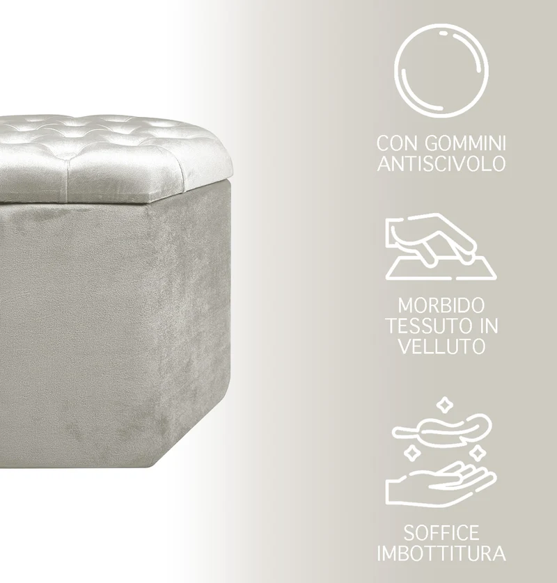 Pouf Ottagonale Contenitore Poggiapiedi Salotto In Velluto Sgabello Il Gruppone
