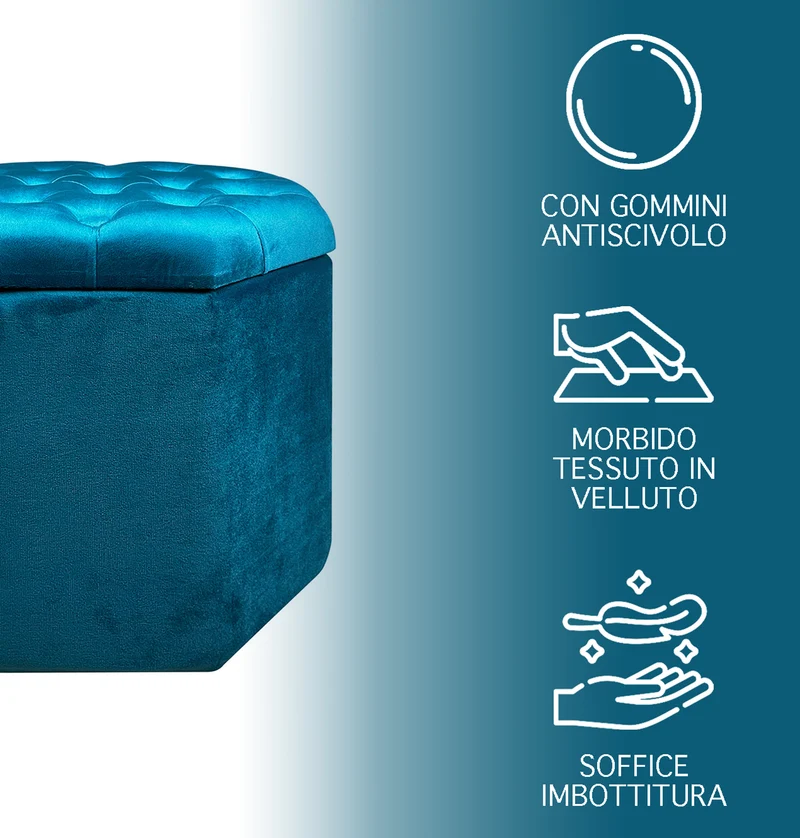 Pouf Ottagonale Contenitore Poggiapiedi Salotto In Velluto Sgabello Il Gruppone