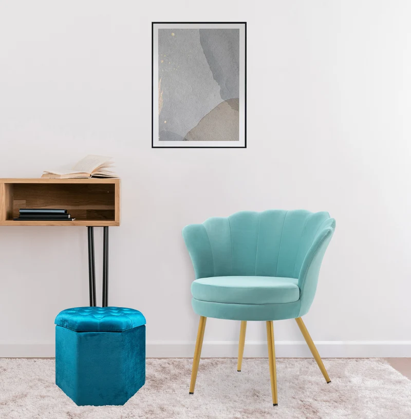 Pouf Ottagonale Contenitore Poggiapiedi Salotto In Velluto Sgabello Il Gruppone