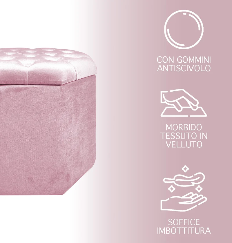 Pouf Ottagonale Contenitore Poggiapiedi Salotto In Velluto Sgabello Il Gruppone