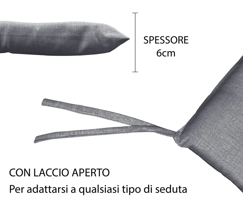 Set 6 Cuscini Imbottiti per Sedia 40x40 in Cotone con Lacci 4 Punti Made in Italy Il Gruppone