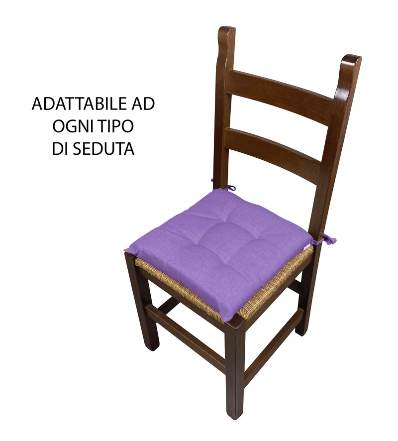 Set 6 Cuscini Imbottiti per Sedia 40x40 in Cotone con Lacci 4 Punti Made in Italy Il Gruppone