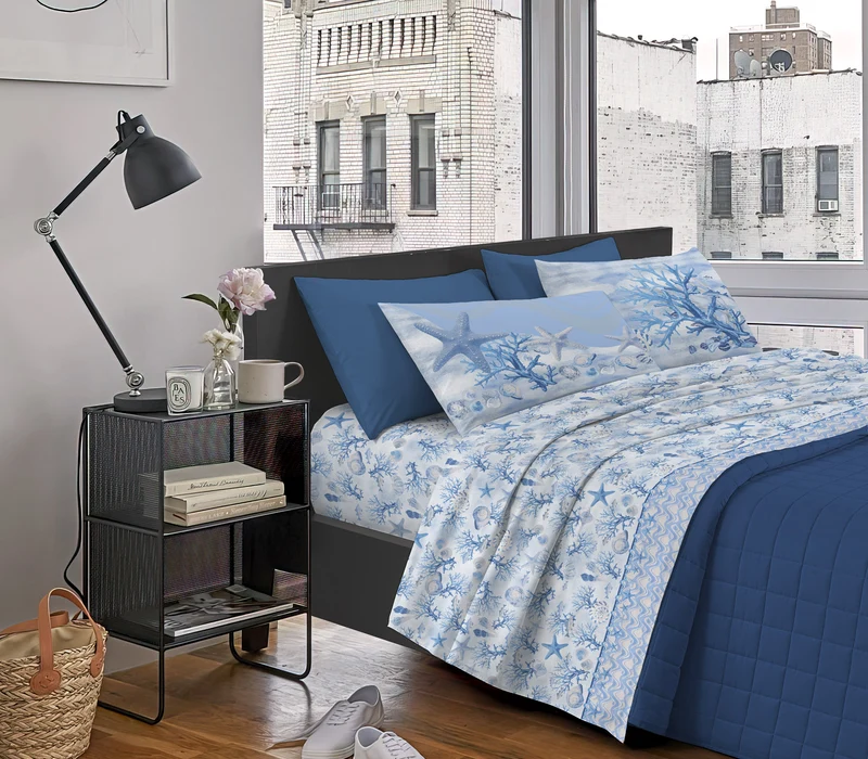 Completo Letto Stampato in Cotone Made in Italy Dis.Marina Il Gruppone