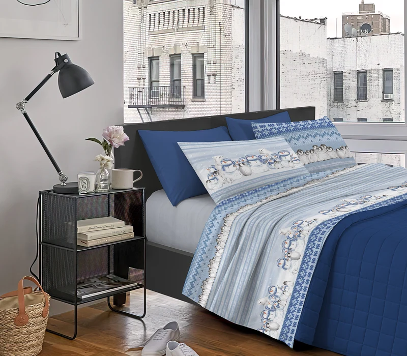 Completo Letto Stampato in Cotone Made in Italy Dis.Polare-Volare Il Gruppone