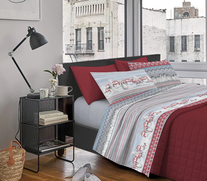 Completo Letto Stampato in Cotone Made in Italy Dis.Polare-Volare Il Gruppone