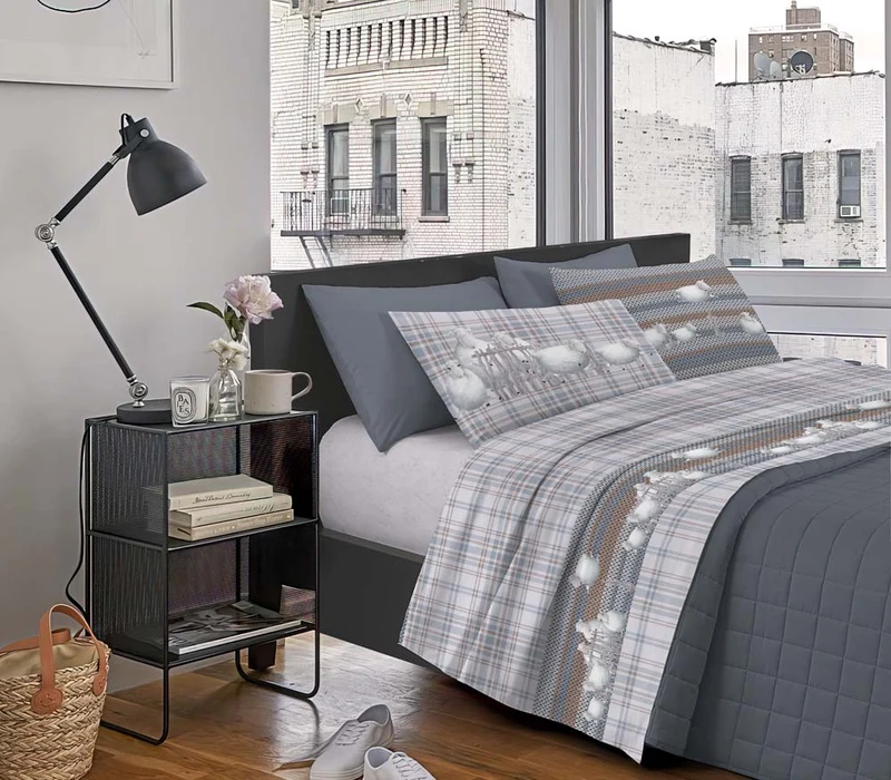 Completo Letto Stampato in Cotone Made in Italy Dis.Pecorelle Il Gruppone