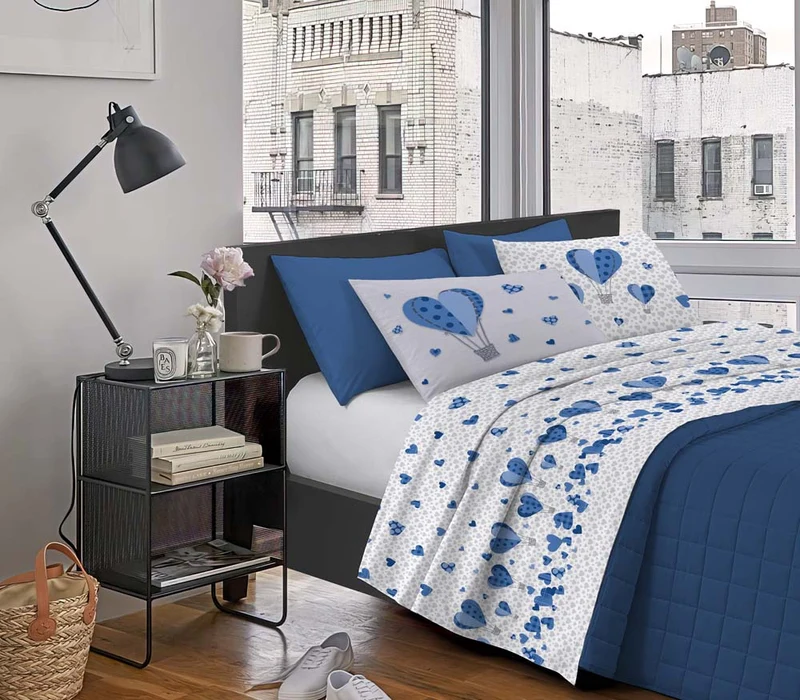 Completo Letto Stampato in Cotone Made in Italy Dis.Mongolfiera Il Gruppone