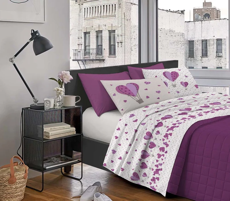 Completo Letto Stampato in Cotone Made in Italy Dis.Mongolfiera Il Gruppone