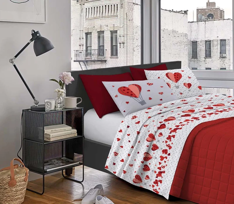 Completo Letto Stampato in Cotone Made in Italy Dis.Mongolfiera Il Gruppone