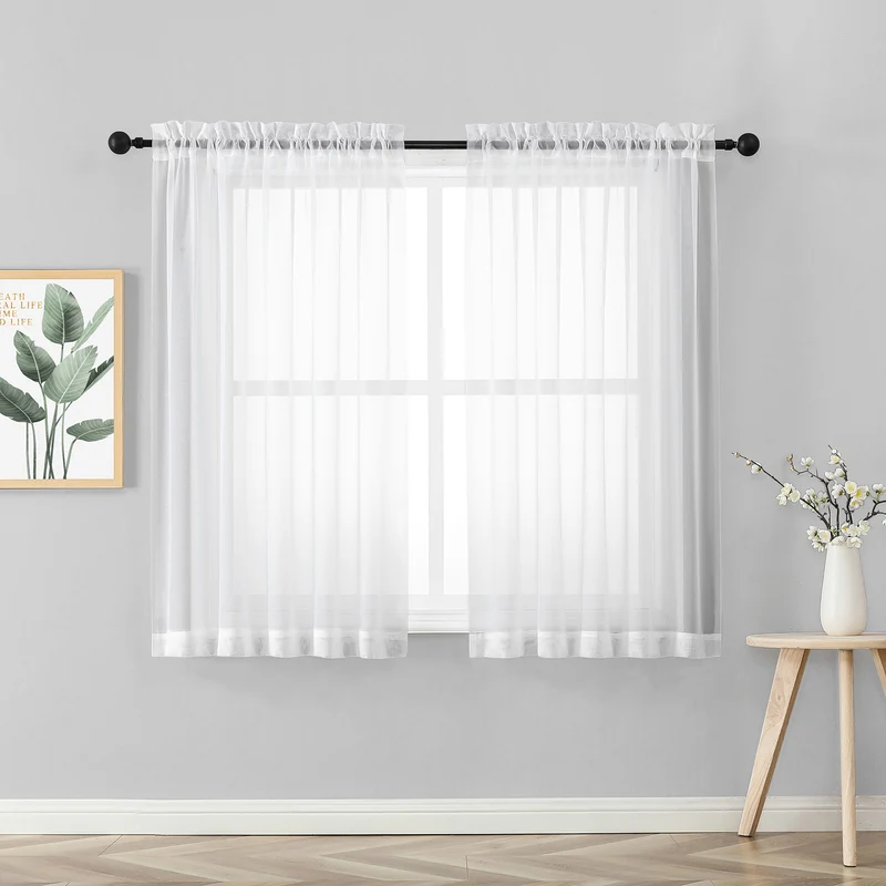 Coppia Tendine 60 x 150 Cm Finestra Semi Oscuranti A Tinta Unita