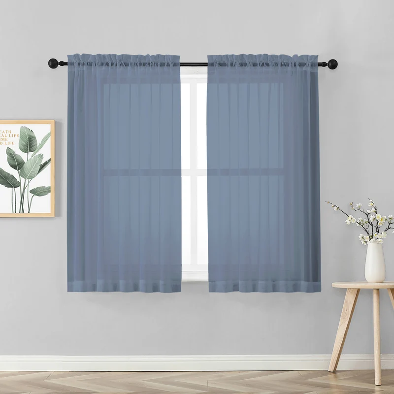 Coppia Tendine 60 x 150 Cm Finestra Semi Oscuranti A Tinta Unita