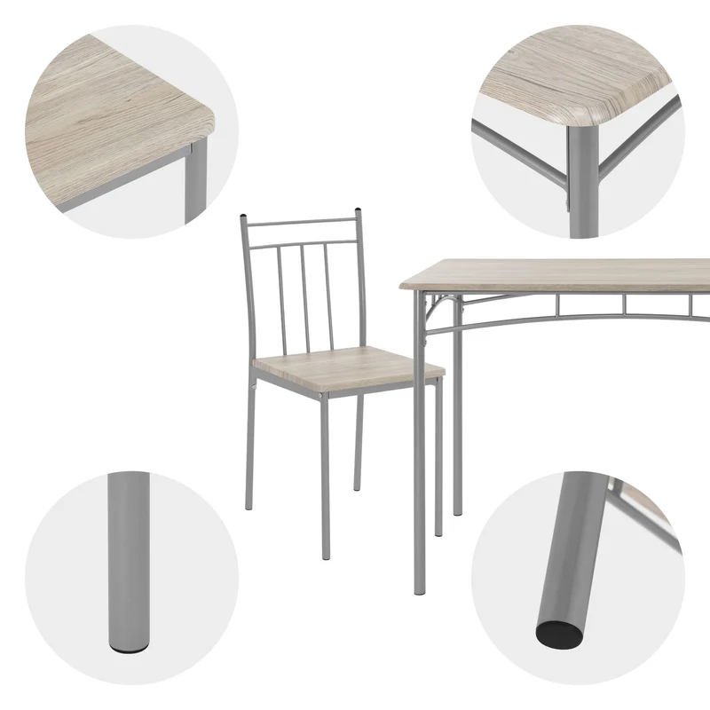 ML-Design | Essgruppe für 4 Personen 5-teilig mit Esstisch und 4 Stühlen aus Holz, Stahl, Esszimmergarnitur Sitzgruppe Küchentisch Set
