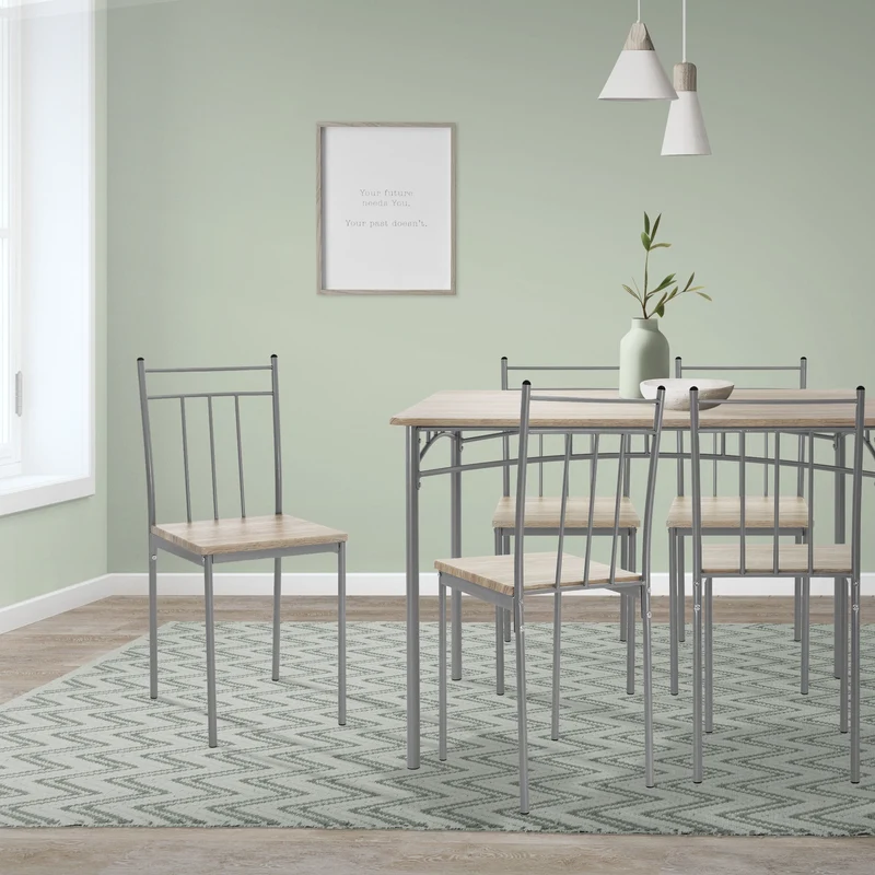 ML-Design | Essgruppe für 4 Personen 5-teilig mit Esstisch und 4 Stühlen aus Holz, Stahl, Esszimmergarnitur Sitzgruppe Küchentisch Set