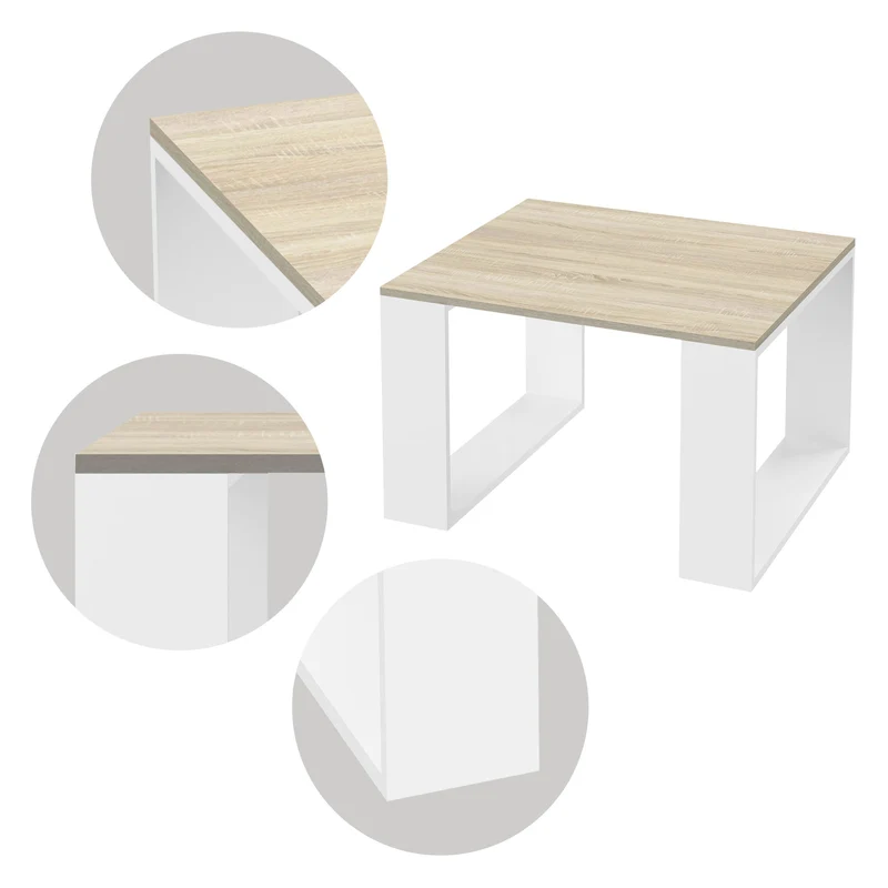 B-Ware Couchtisch 65x65x40 cm Eiche-Optik/Weiß ML-Design