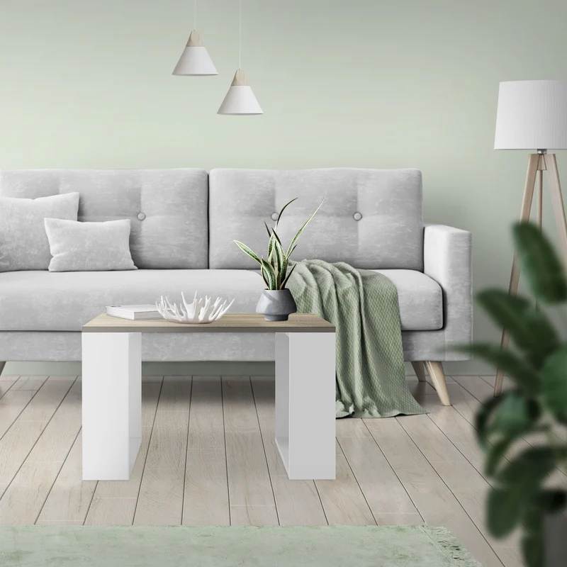 B-Ware Couchtisch 65x65x40 cm Eiche-Optik/Weiß ML-Design