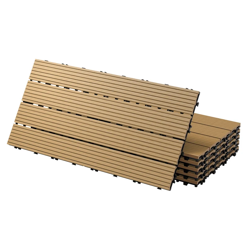 B-Ware Terrassenfliesen 60x30 cm 6er Set für 1m² Teak aus WPC
