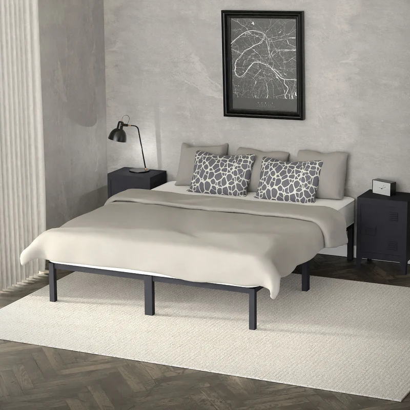 B-Ware Bettgestell Doppelbett 160x200 cm aus Metall in Anthrazit mit Lattenrost ML-Design