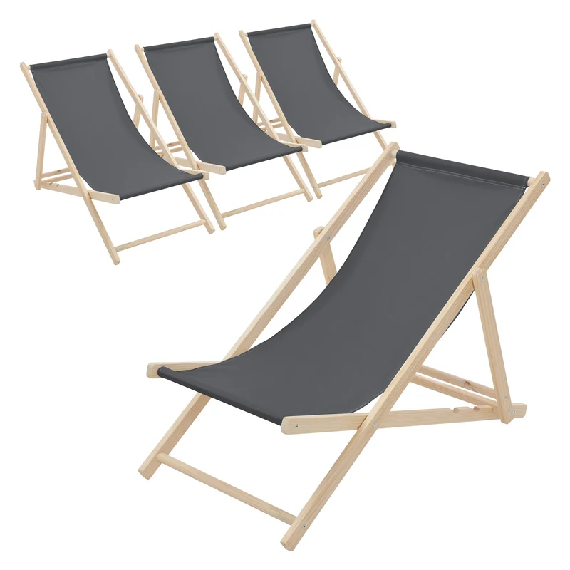 ECD Germany | Gartenliege klappbar aus Holz Strandliege Strandstuhl Sonnenliege
