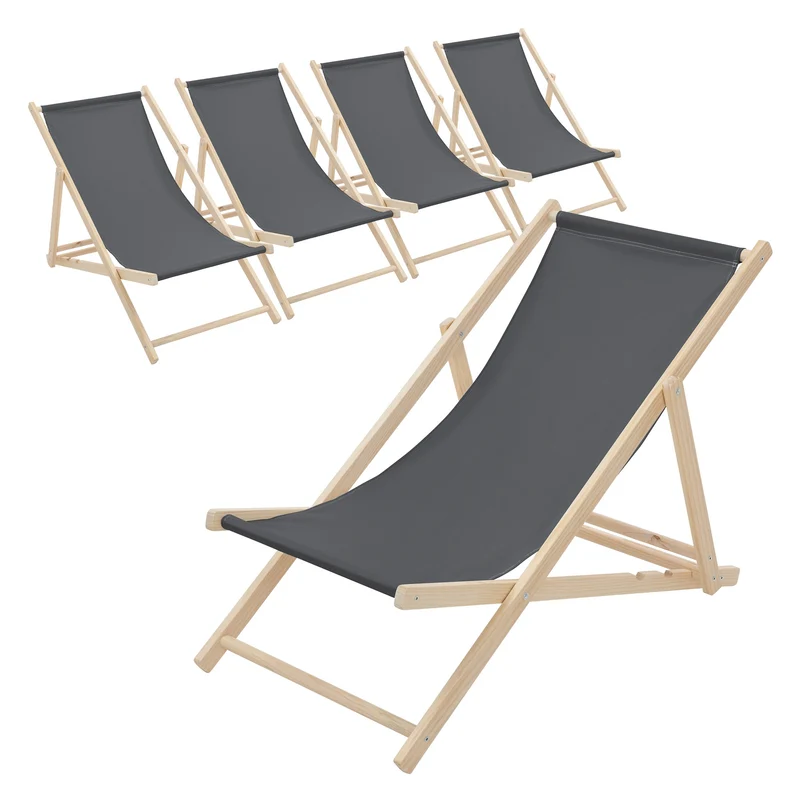 ECD Germany | Gartenliege klappbar aus Holz Strandliege Strandstuhl Sonnenliege