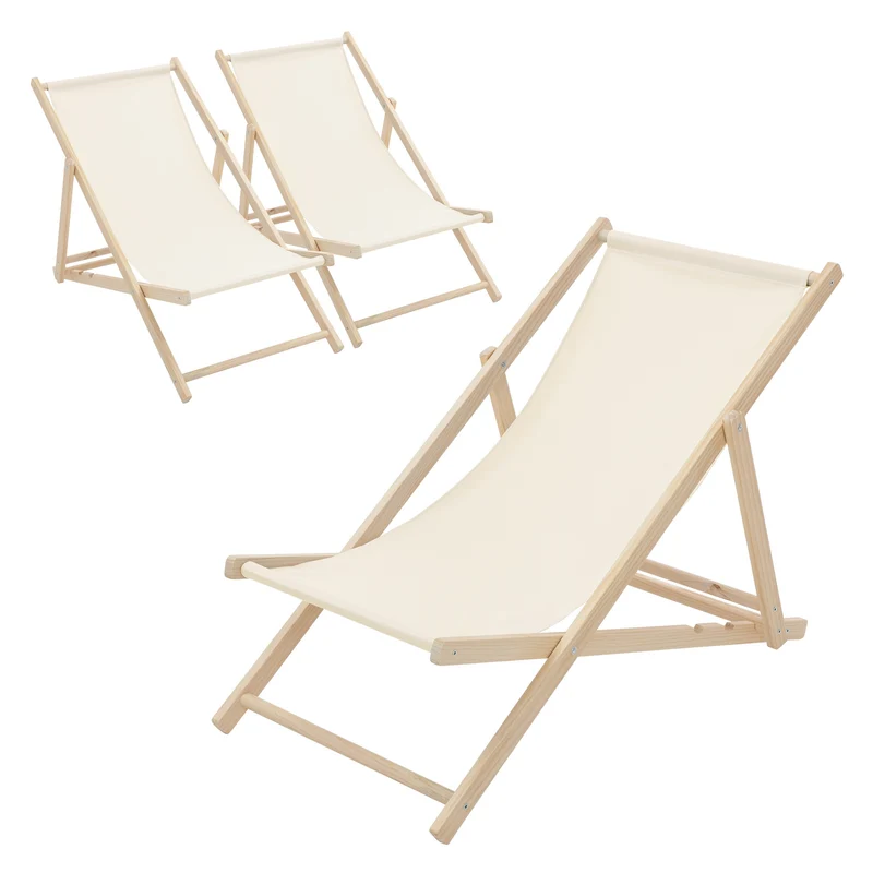 ECD Germany | Gartenliege klappbar aus Holz Strandliege Strandstuhl Sonnenliege