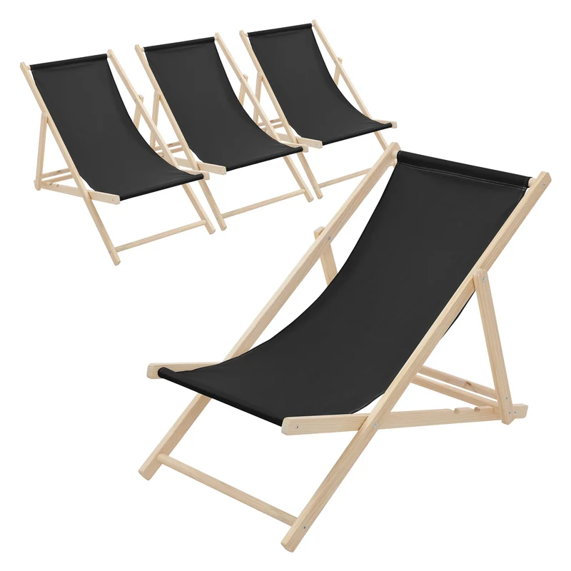 ECD Germany | Gartenliege klappbar aus Holz Strandliege Strandstuhl Sonnenliege