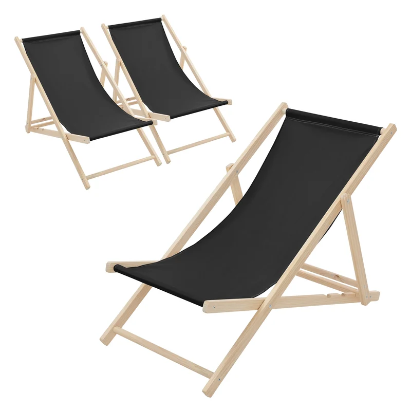 ECD Germany | Gartenliege klappbar aus Holz Strandliege Strandstuhl Sonnenliege