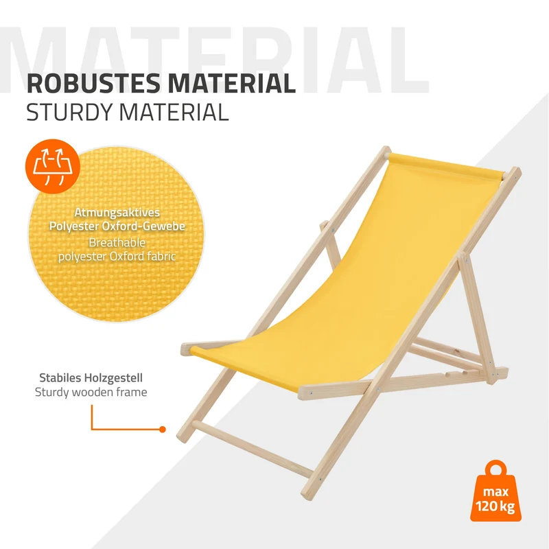 ECD Germany | Gartenliege klappbar aus Holz Strandliege Strandstuhl Sonnenliege