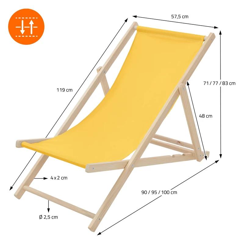 ECD Germany | Gartenliege klappbar aus Holz Strandliege Strandstuhl Sonnenliege
