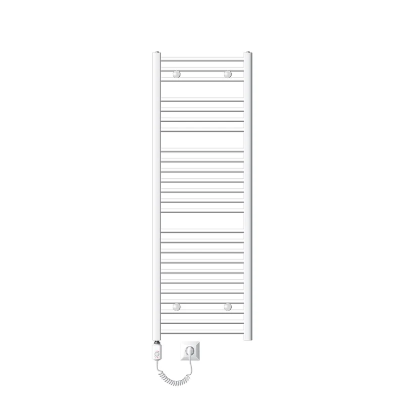 Elektrischer Badheizkörper mit Heizstab 1200W 500x1500 mm Weiß gerade mit Seitenanschluss LuxeBath