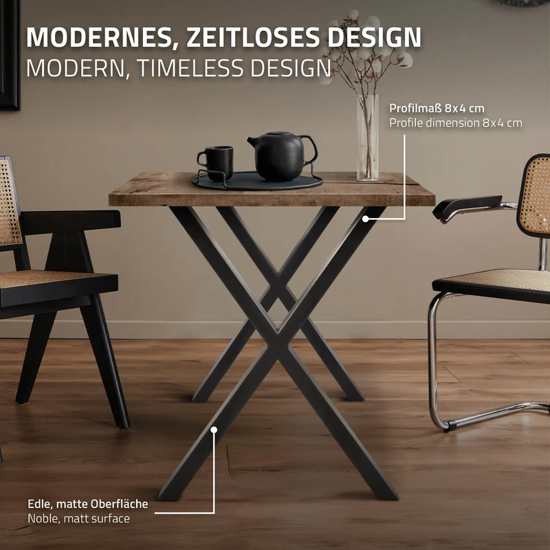 B-Ware Tischbeine 2er Set X-Design 60x72 cm Anthrazit aus Stahl
