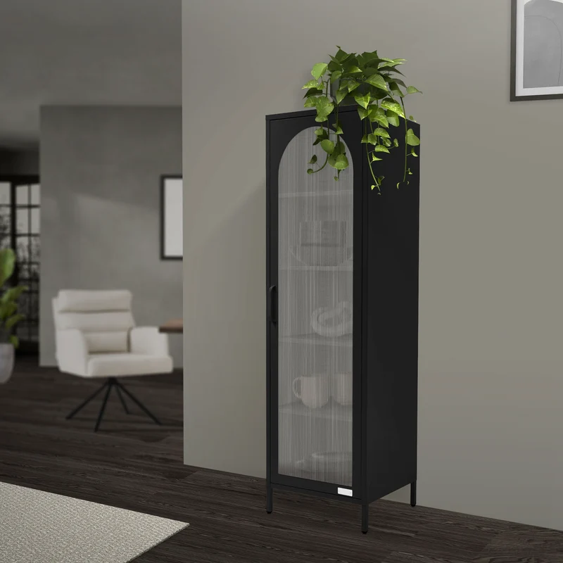 ML-Design | Vitrinenschrank mit 4 Einlegeböden 45x145x35 cm, aus Stahl, Vitrine Büroschrank