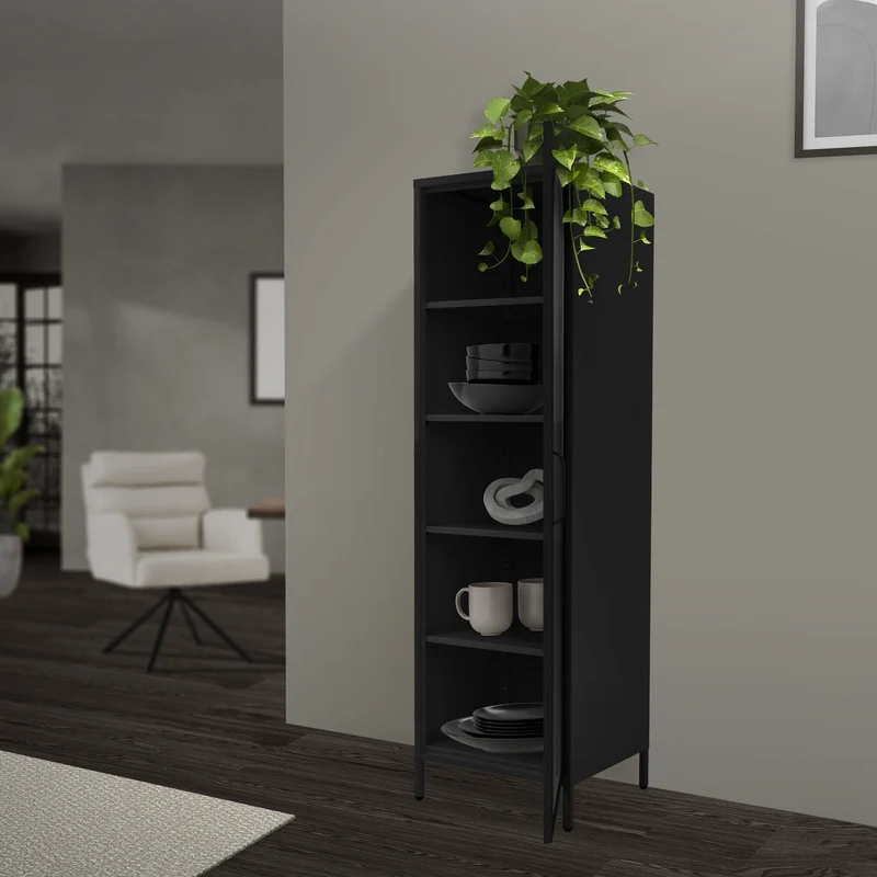 ML-Design | Vitrinenschrank mit 4 Einlegeböden 45x145x35 cm, aus Stahl, Vitrine Büroschrank
