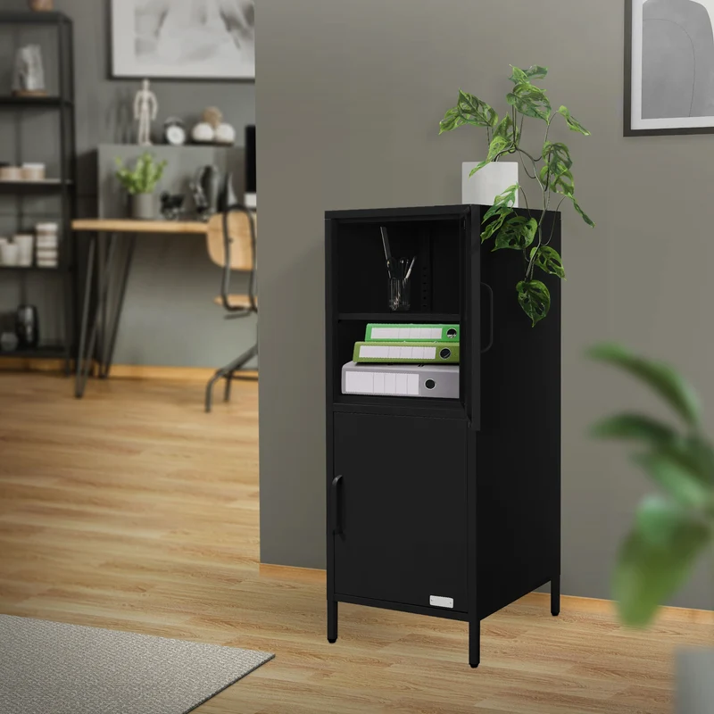 ML-Design | Vitrinenschrank mit 2 Türen 40x101,5x40 cm, aus Stahl, Vitrine Büroschrank
