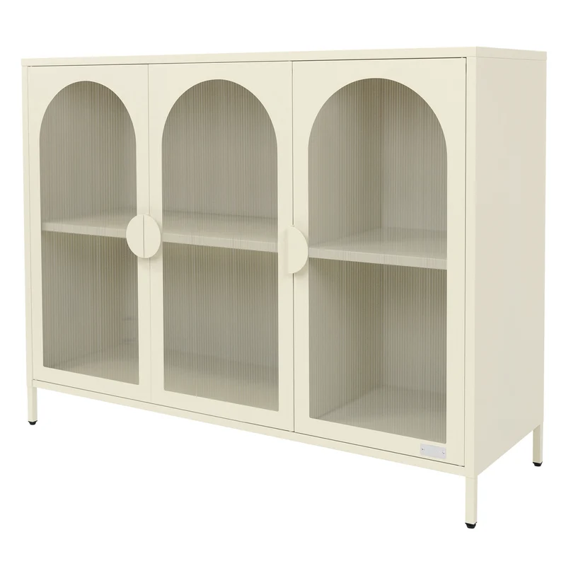 ML-Design | Vitrinenschrank mit 4 Ablage-/Regalfächer 120x93x40 cm, Vitrine aus Stahl