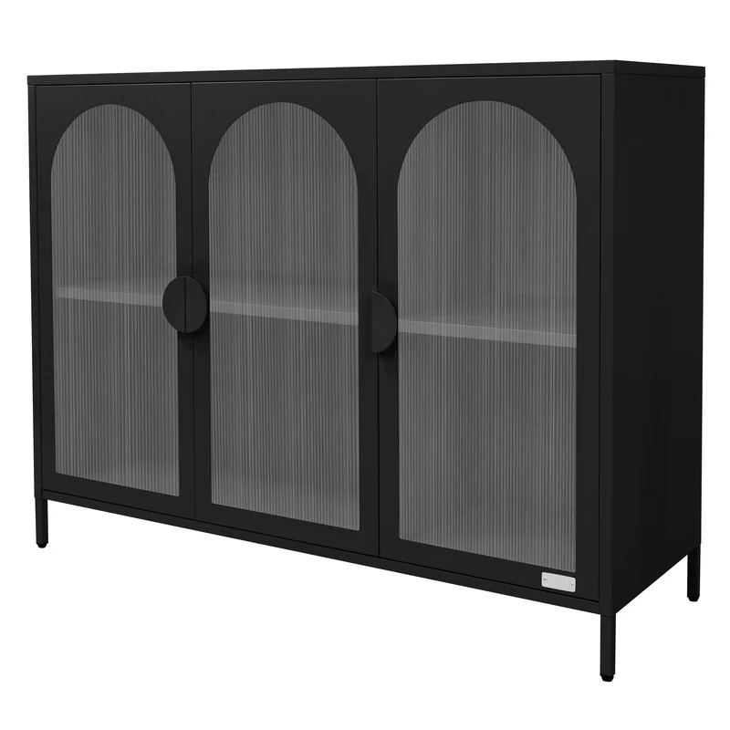 ML-Design | Vitrinenschrank mit 4 Ablage-/Regalfächer 120x93x40 cm, Vitrine aus Stahl