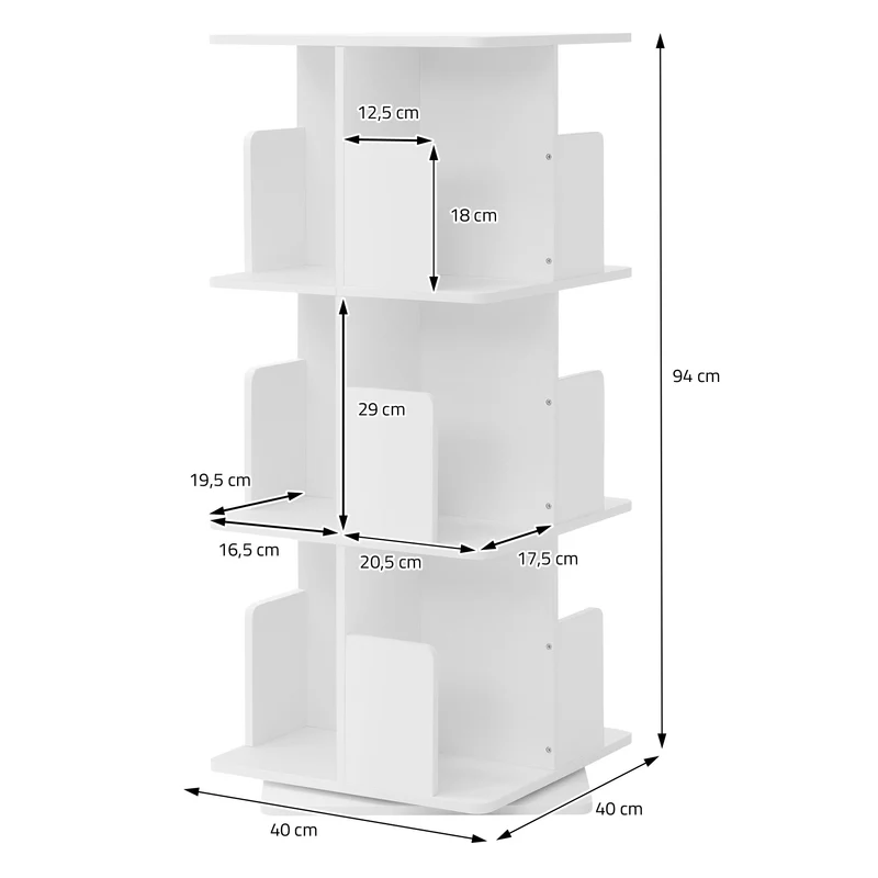 ML-Design | Bücherregal 360° drehbare mit Ebenen & Fächern, freistehend Standregal
